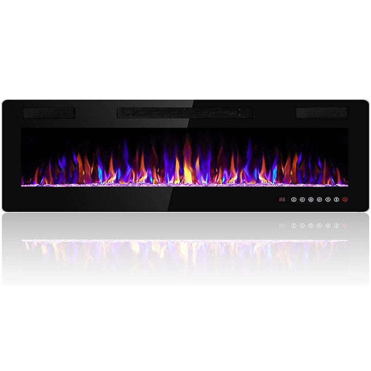 Waleaf 50 inch Ultra-Thin Silence Linear Electric Fireplace Inserts, Recessed Wall Mounted Fireplace, Fit for 2 x 4 and 2 x 6 Stud, Adjustable Flame Color & Speed,Touch Screen Remote Control 8h Timer