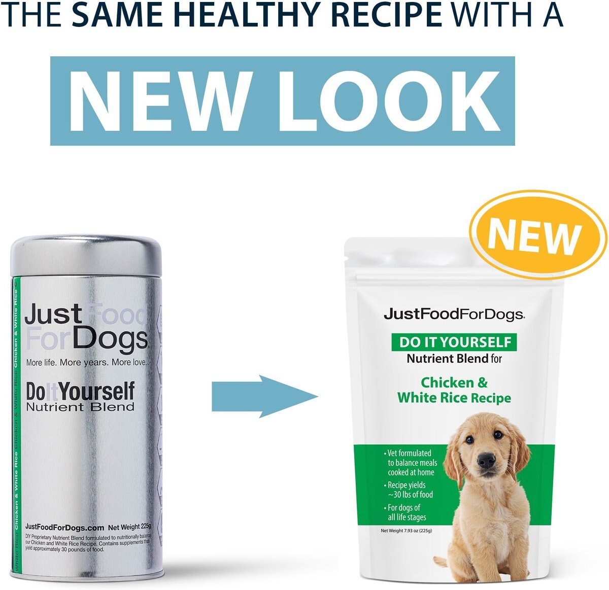 JustFoodForDogs DoItYourself Chicken and White Rice Recipe Fresh Dog Food Recipe and Nutrient Blend