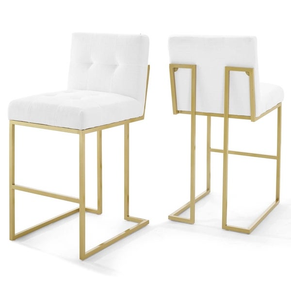 Privy Gold Stainless Steel Performance Velvet Bar Stool Set of 2