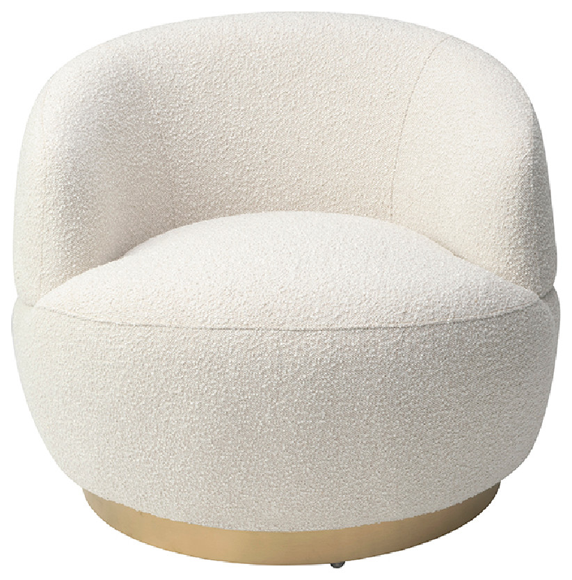 Round White Boucl√© Swivel Chair  Liang  ampEimil Vitale   Contemporary   Armchairs And Accent Chairs   by Oroa   Distinctive Furniture  Houzz