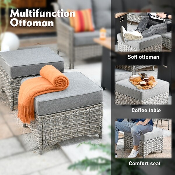 XIZZI Outdoor Patio Furniture 7Piece Conversation Sofa Set with Fire Pit