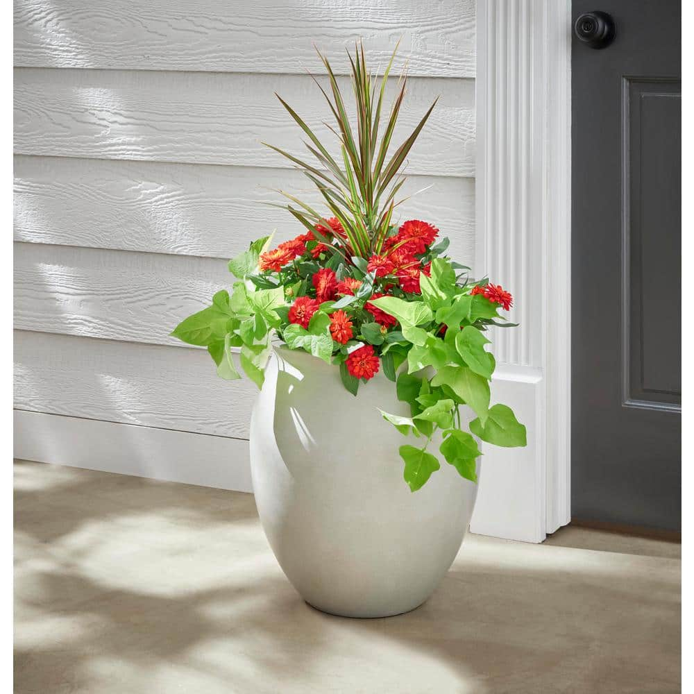 Vigoro 15 in. Brentwood Large Off-White Smooth Concrete Resin Composite Planter (15 in. D x 16.9 in. H) 10000-03939