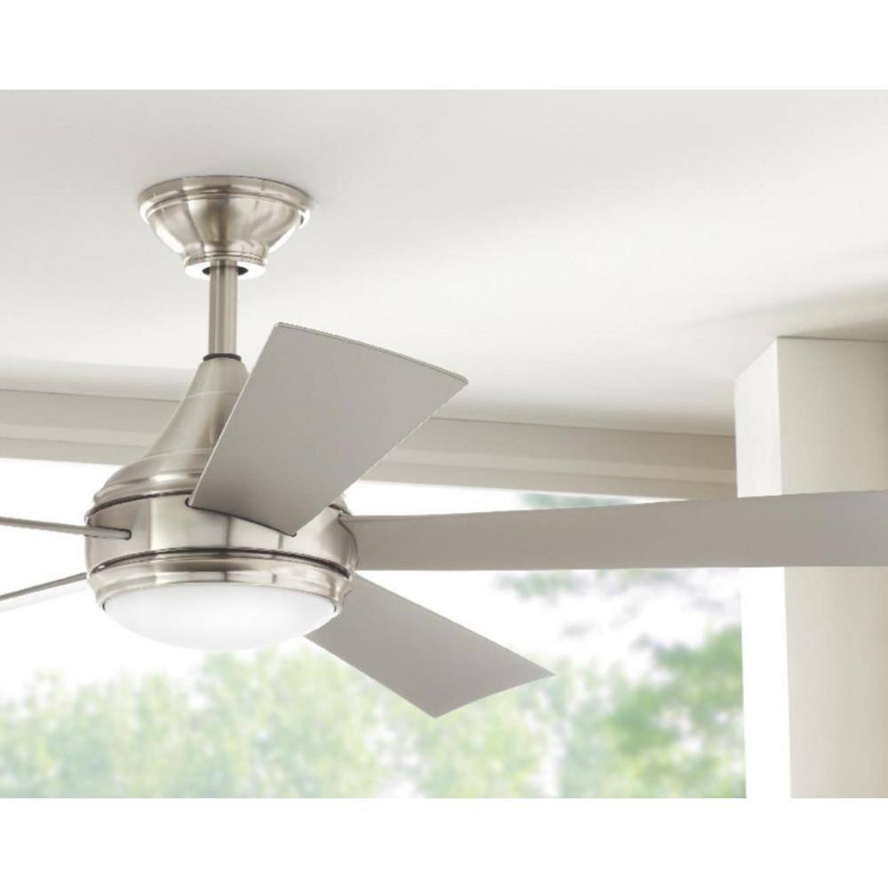 Home Decorators Collection Hanlon 52 in. Integrated LED IndoorOutdoor Stainless Steel Ceiling Fan with Light Kit and Wall Control YG533-SST-BN