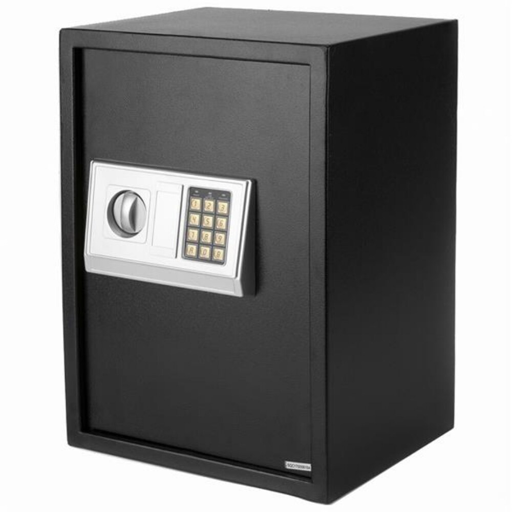 E50EA Home Business Security Keypad Lock Electronic Digital Steel Safe Black Box   Silver Grey