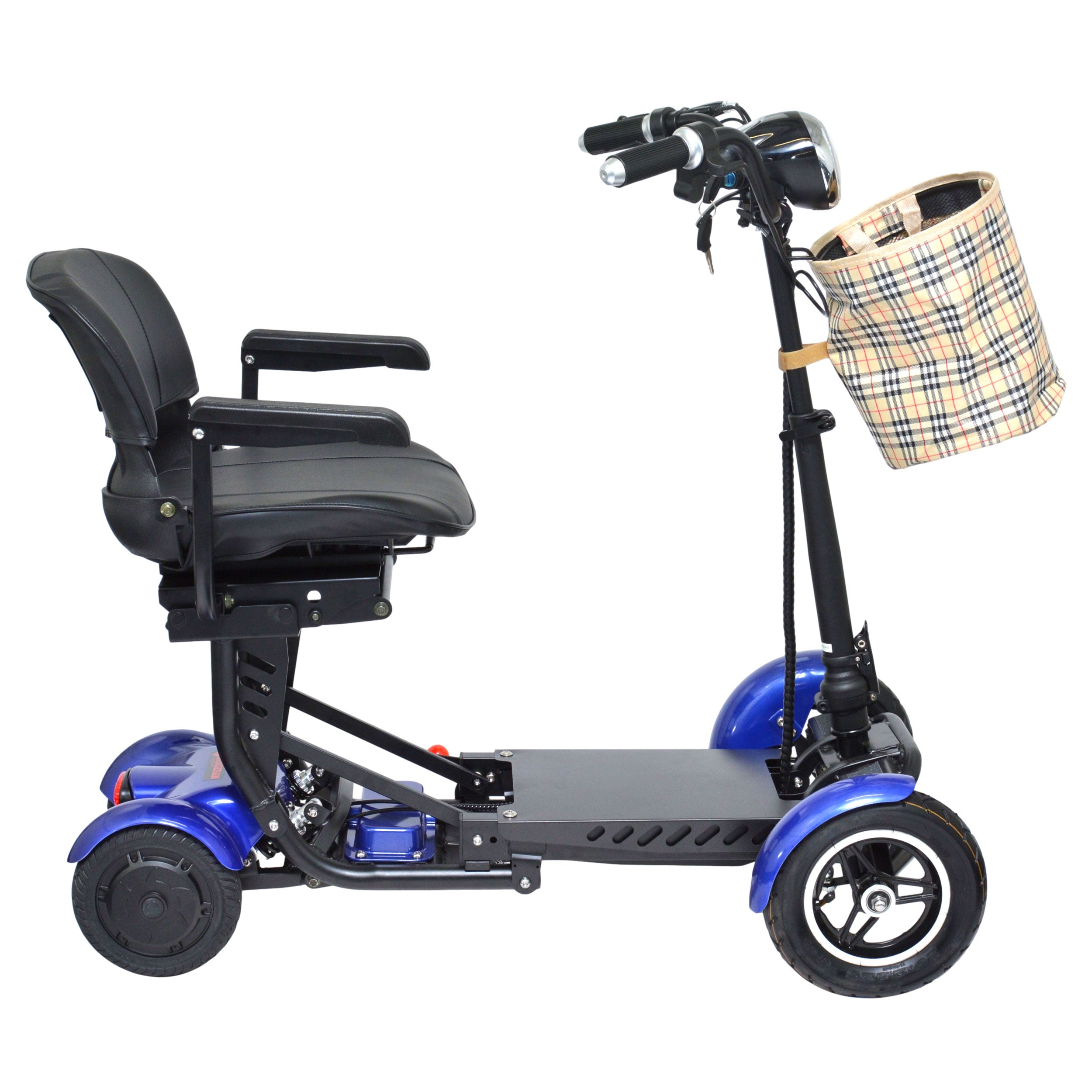 Smart Lightweight Electric Mobility Scooter, Easy Travel Wide Seat - Blue