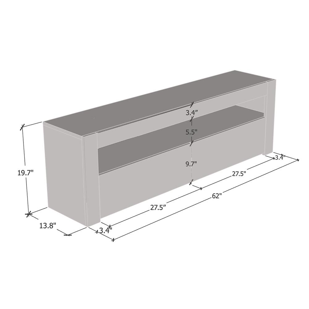 Milano Classic Modern 16 color LED 63 inch TV Stand