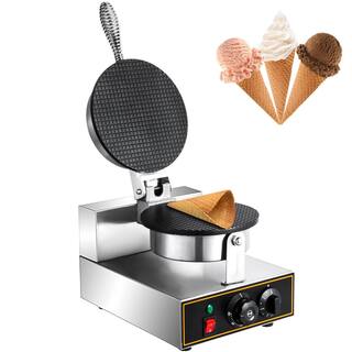 VEVOR Commercial Ice Cream Cone Machine 110V Electric Waffle Makers 1200W Stainless Steel Egg Cone Baker XST-2DTJ000000001V1