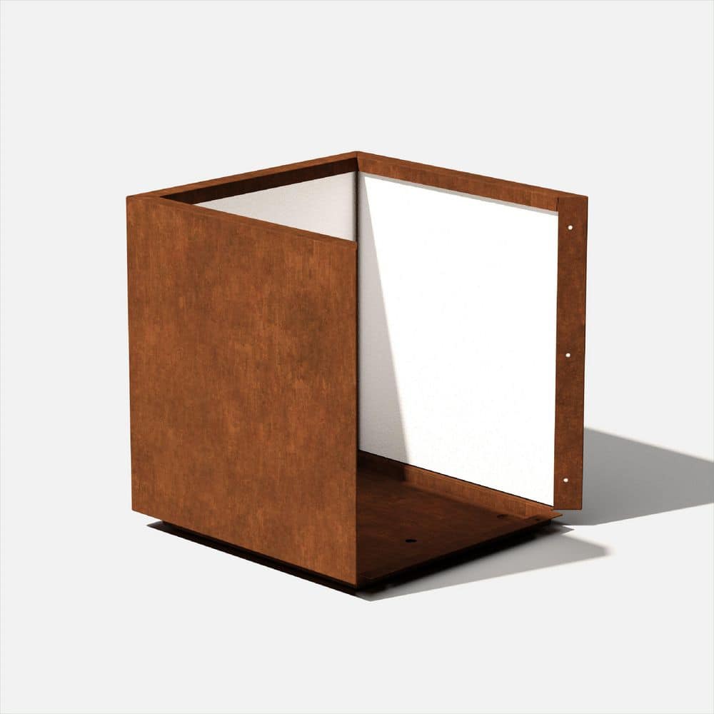 Veradek Rust Corten Cube Medium Steel Metal Square Planter CUVMEDCS