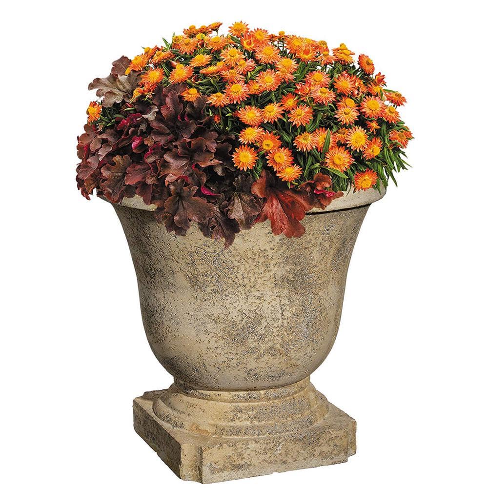 Classic Home and Garden 22 in. Natural Elegant Lava Stone Urn Planter LS4071