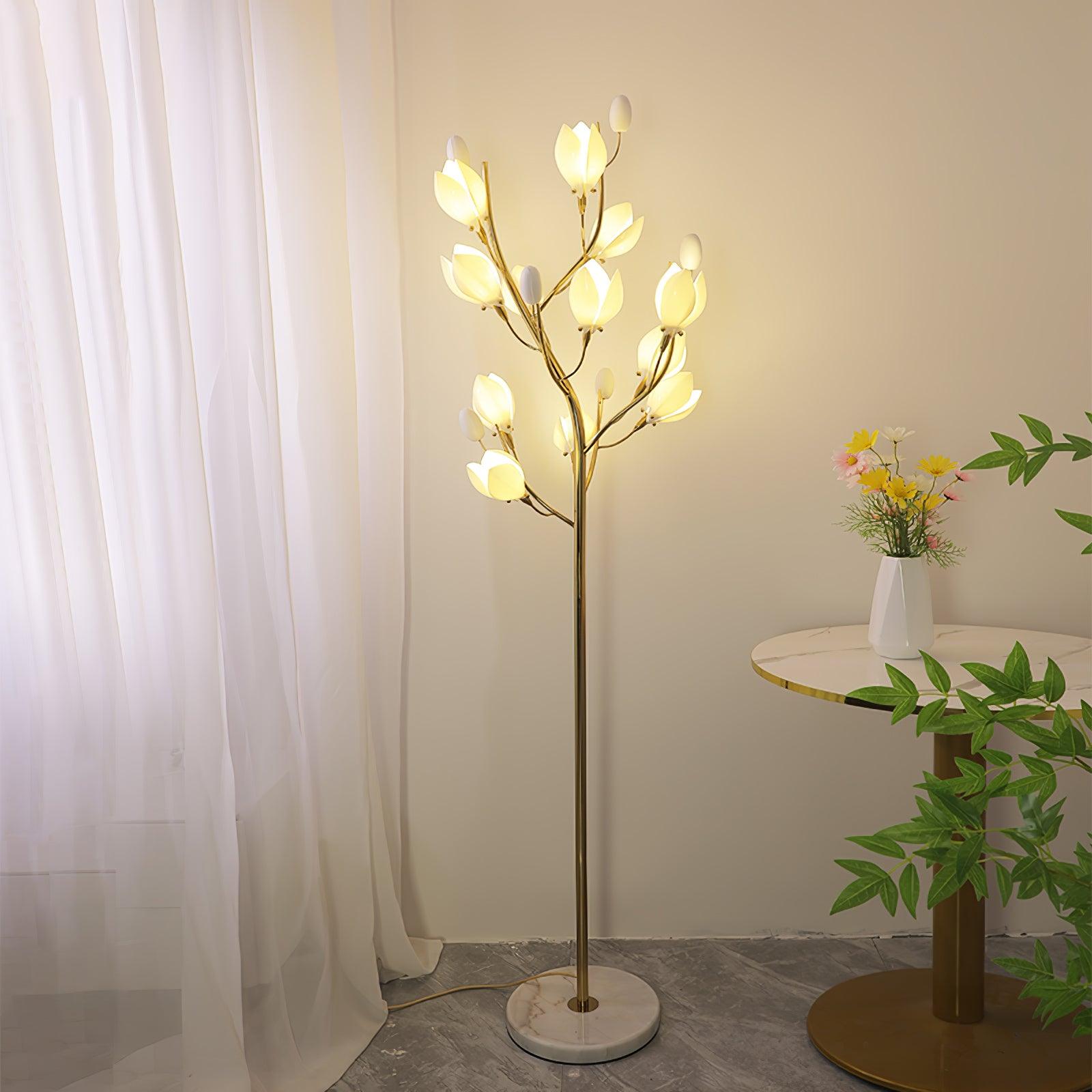 Porcelain Magnolia Floor Lamp