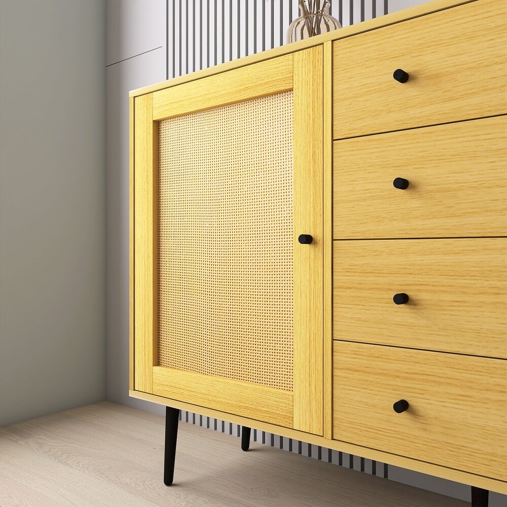 55 inch Wood Sideboard with 4 Long Drawers