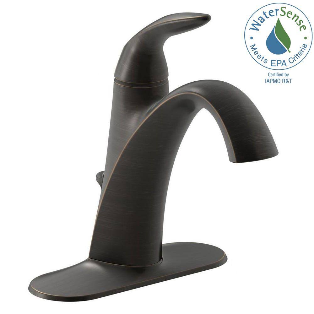 KOHLER Alteo Single Hole Single Handle Mid Arc Water-Saving Bathroom Faucet in Oil Rubbed Bronze K-45800-4-2BZ