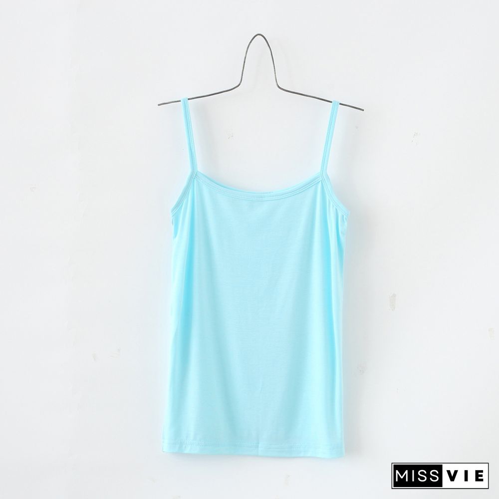 Tank Top Women Summer Casual Camisoles Women's Tops T-Shirt Spaghetti Strap Cropped Vest Female Camis Fashion Synthetic Cotton