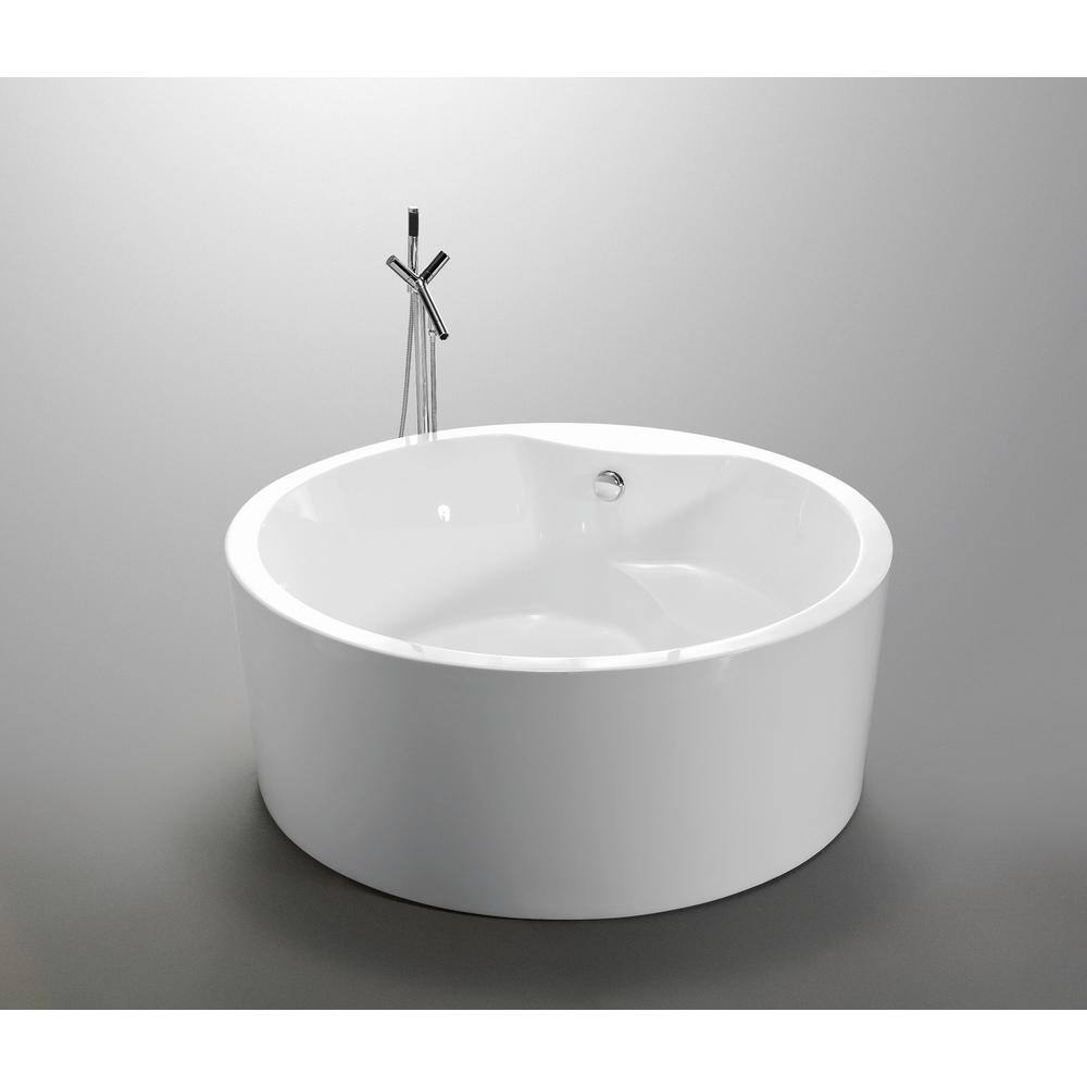 Vanity Art Troyes 59 in. Acrylic Flatbottom Freestanding Bathtub in White VA6810