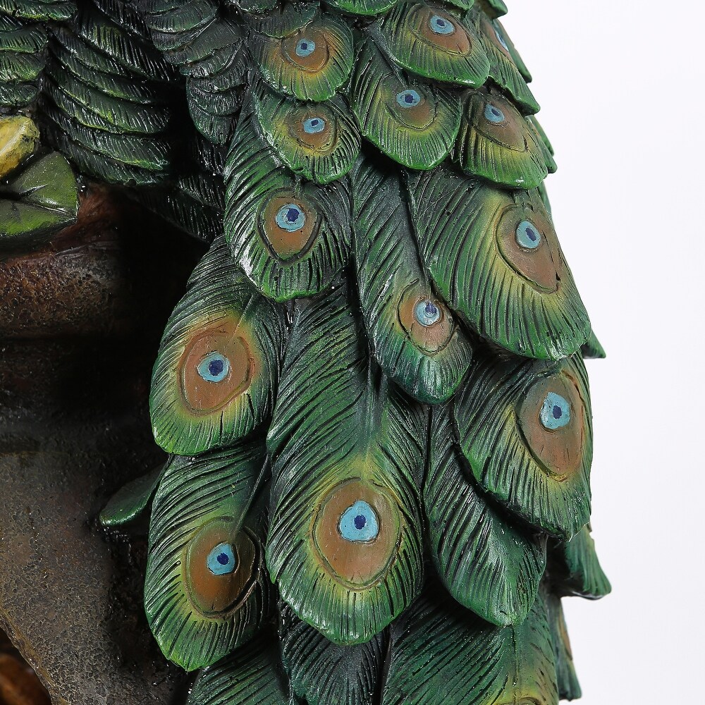 Resin Peacock and Urn Statue Outdoor Fountain with LED Lights