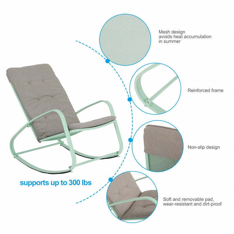 Sophia & William Outdoor Padded Rocking Chairs with Green E-coated Steel Frame