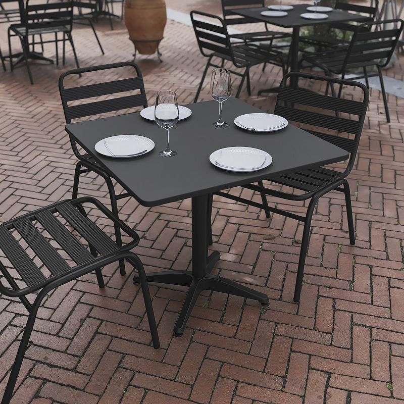 Flash Furniture Mellie 31.5'' Bronze Square Metal Indoor-Outdoor Table with Base