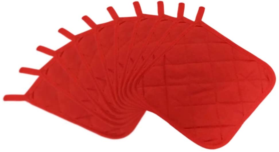 Pot Holders 7 Square Solid Color (Pack of 6) - Red - Pot Holders For Kitchen