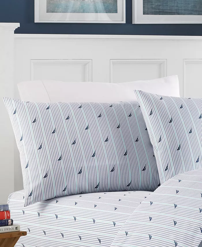 Nautica Audley Cotton Percale 3-Piece Sheet Set， Twin