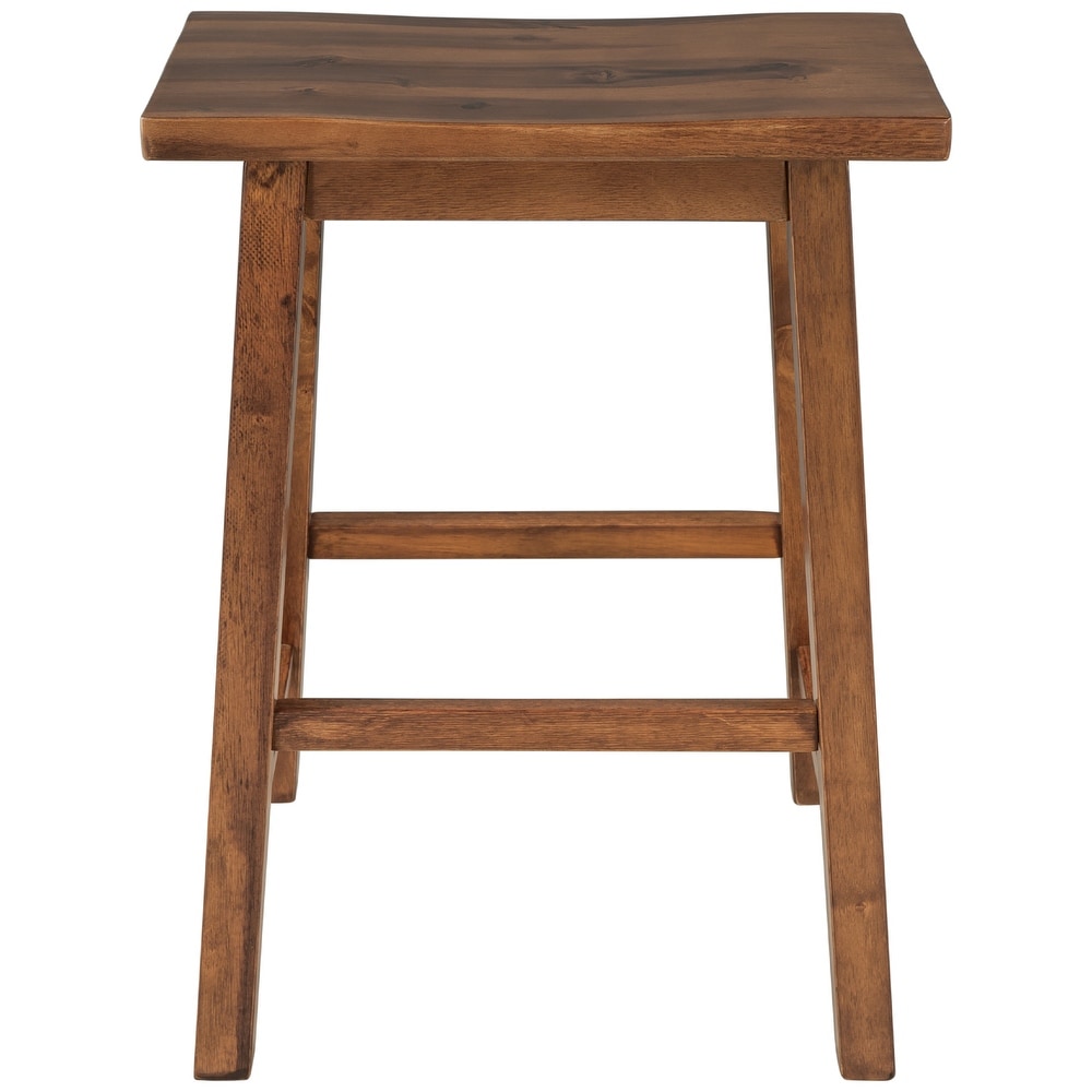 Set of 2 Counter Height Bistro Dining Stools  Rubber Wood Bar Stools with Footrests for Kitchens and Dining Rooms