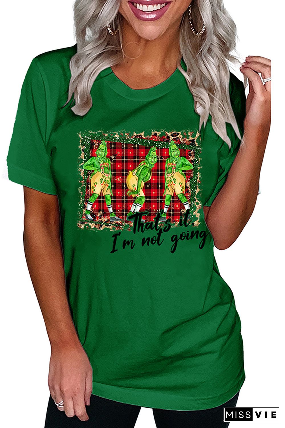 Grinch Christmas Graphic Tees for Women Wholesale Short Sleeve T shirts Top