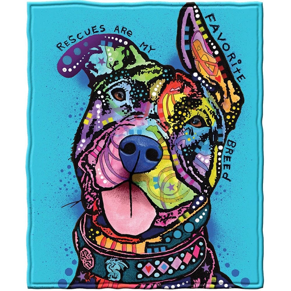 Rescues Are My Favorite Breed Super Soft Plush Fleece Throw Blanket by Dean Russo