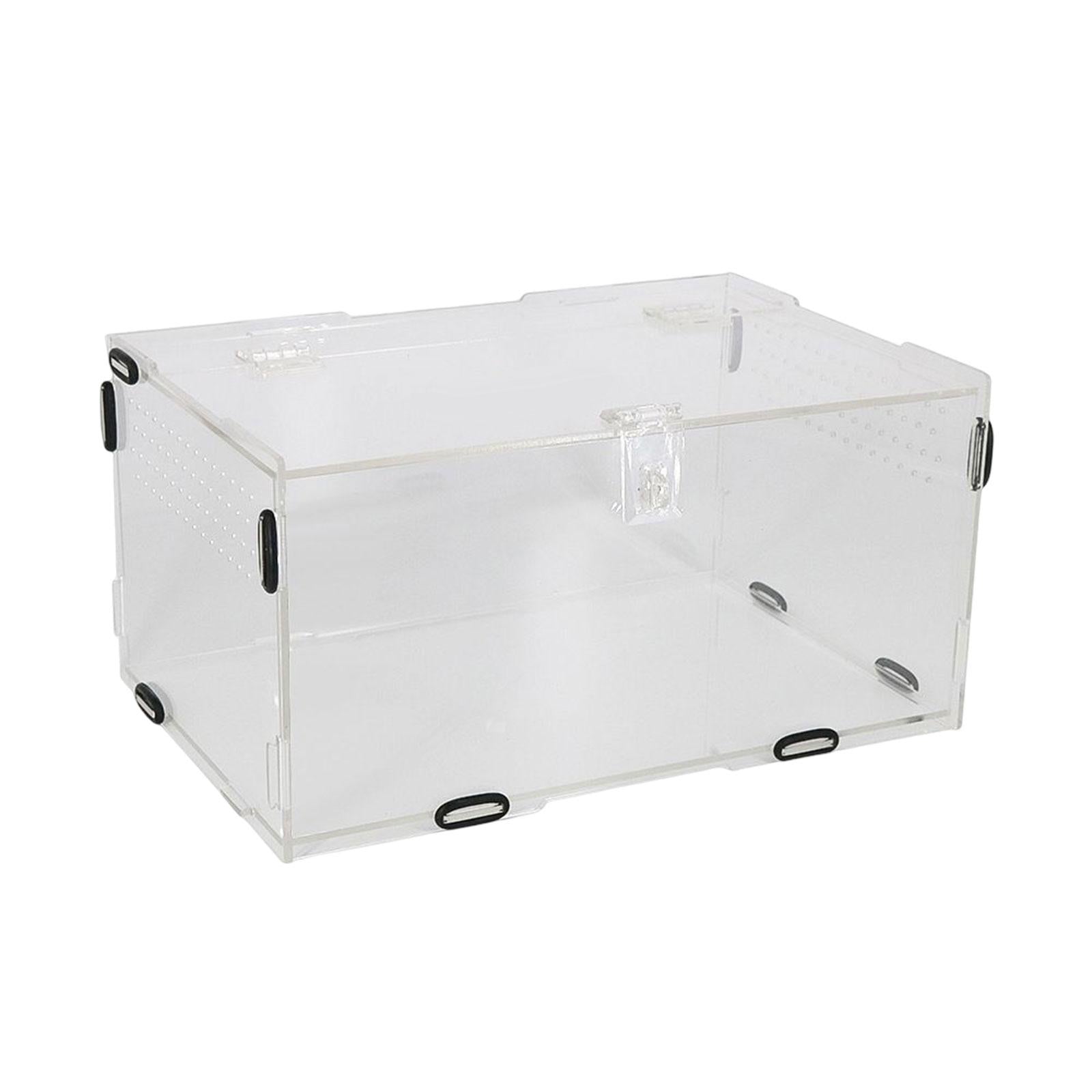 Reptile Breeding Box Clear Acrylic Feeding Box Transport Storage Box Reptile Terrarium Tank for Invertebrates Isopods Turtle Scorpion