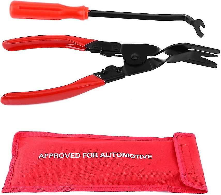 Car Interior Door Panel Trim Clip， Steel Removal Pliers， Car Door Trim Upholstery Removal Tool 2 Pcs