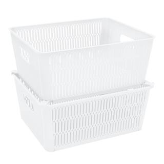 SIMPLIFY 4.72 in. H x 9.06 in. W x 11.02 in. D White Plastic Cube Storage Bin 2-Pack 25930-WHITE