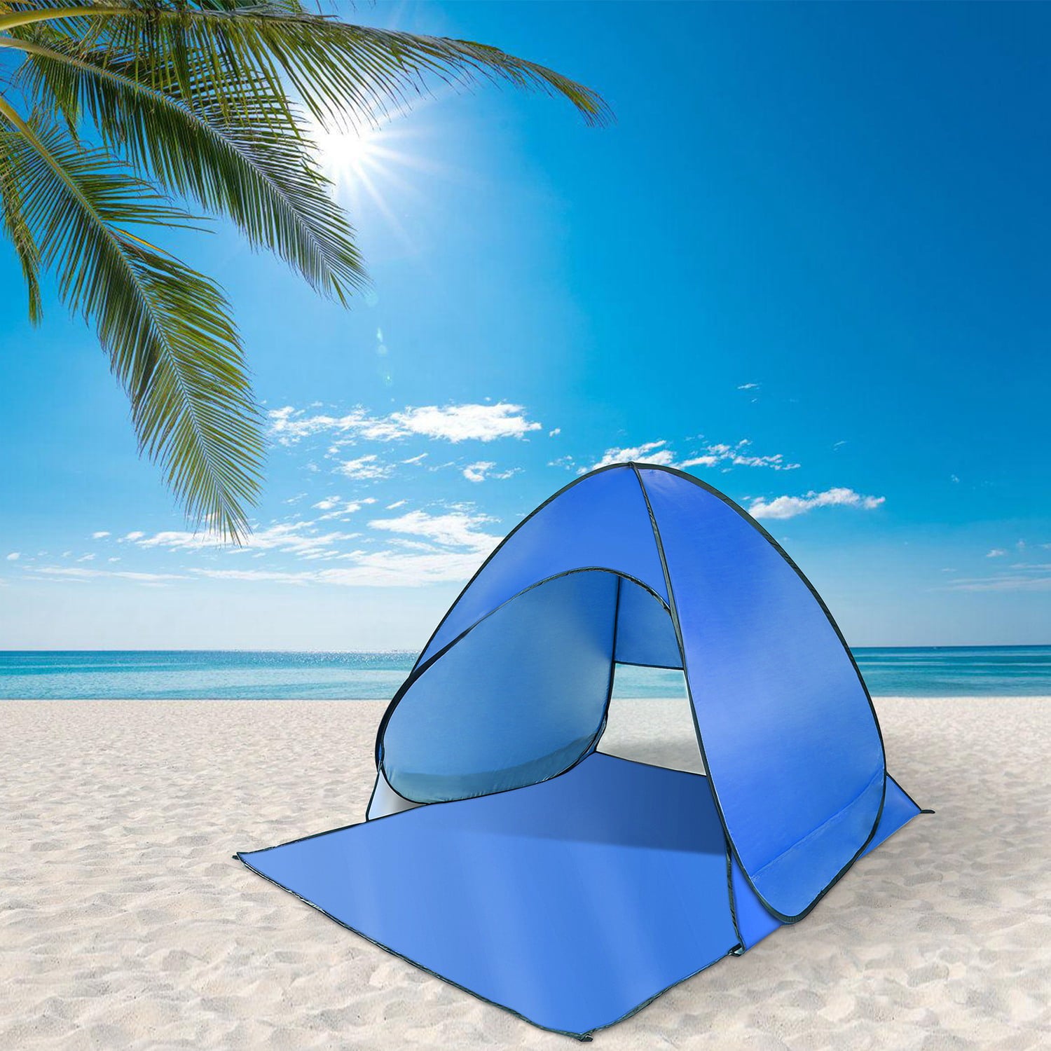 Beach Tent， iMountek Anti-UV Pop up Sun Shelter Tents Automatic Sun Umbrella Outdoor Tent with Carry Bag， Fit 1-3 Persons for Beach， Camping， Hiking， Blue