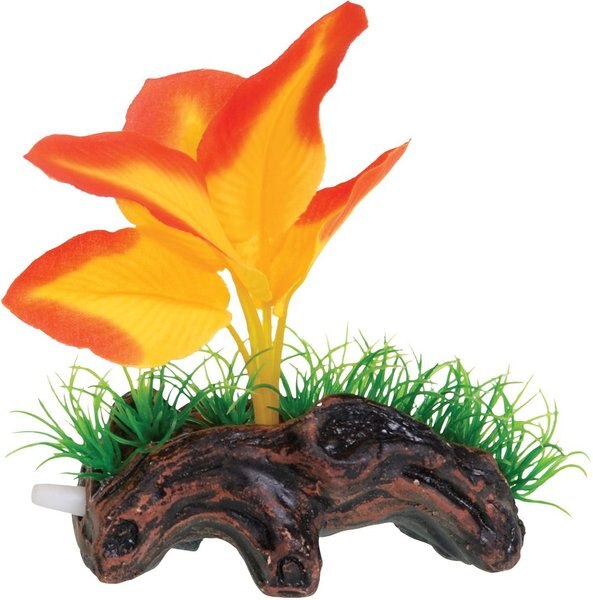 Underwater Treasures Orange Broad Leaf Mini Log Fish Ornament