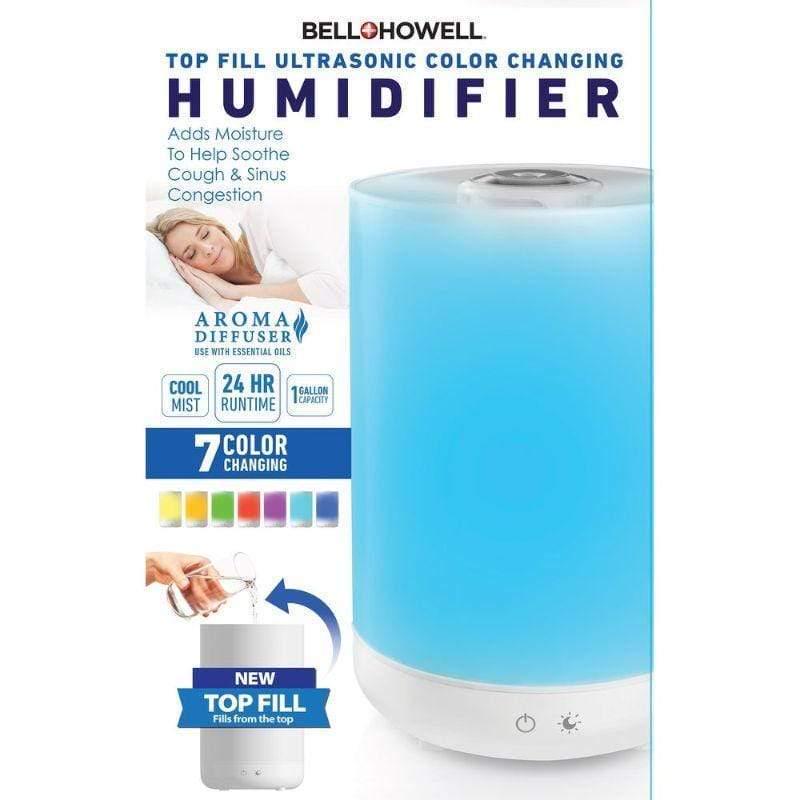 Top Fill Humidifier Ultrasonic Aroma Diffusing Color Changing Humidifier Bell + Howell， 7 Color Night Light-As Seen on TV