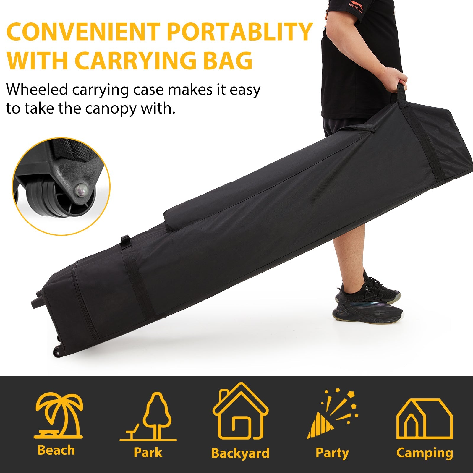 AVAWING 10x20FT Pop up Canopy Tent with Portable Wheeled with Roller Bag, Folding Patio Canopies Height Adjustable, Anti-UV & Waterproof for Parties, Camping, Commercial with Sandbags x 4(White)