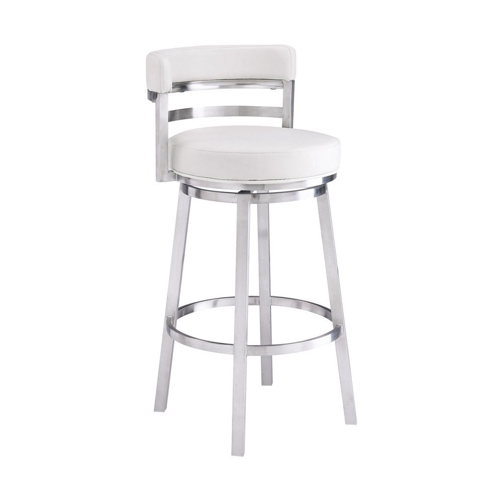 Madrid Bar Stool with 360-Degree Swivel， White - as show