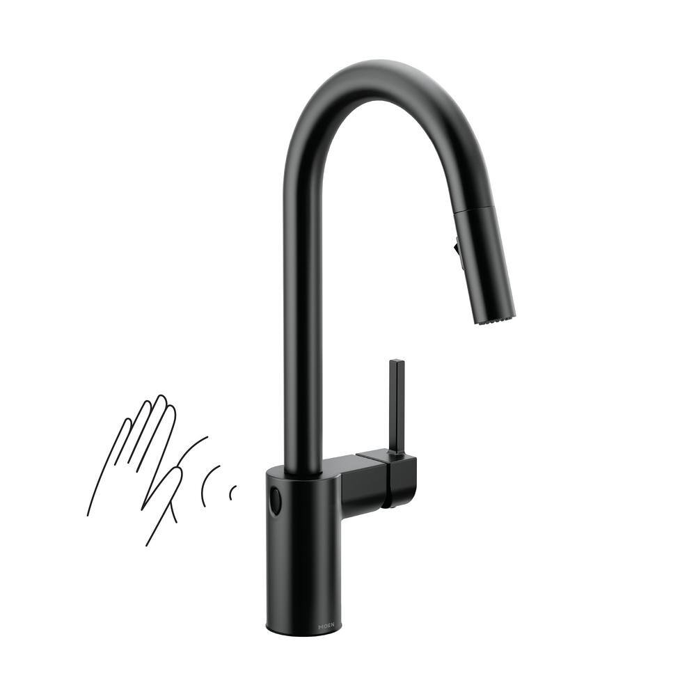 MOEN Align Single-Handle Pull-Down Sprayer Kitchen Faucet with MotionSense Wave and Power Clean in Matte Black 7565EWBL