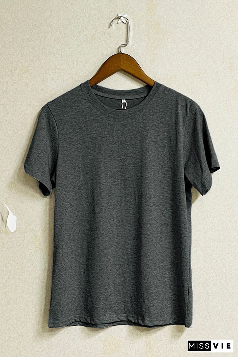 Solid Color O-neck Short Sleeve Tee Wholesale