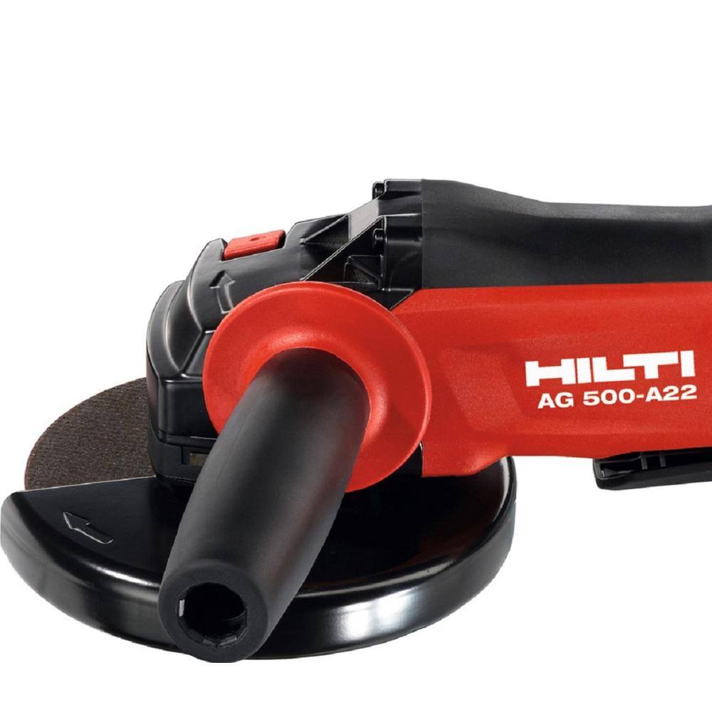 Hilti AG 500 22-Volt Cordless Brushless 5 in. Angle Grinder Kit with (2) 4.0 Lith-Ion Batteries Charger Flange and Bag 3490198