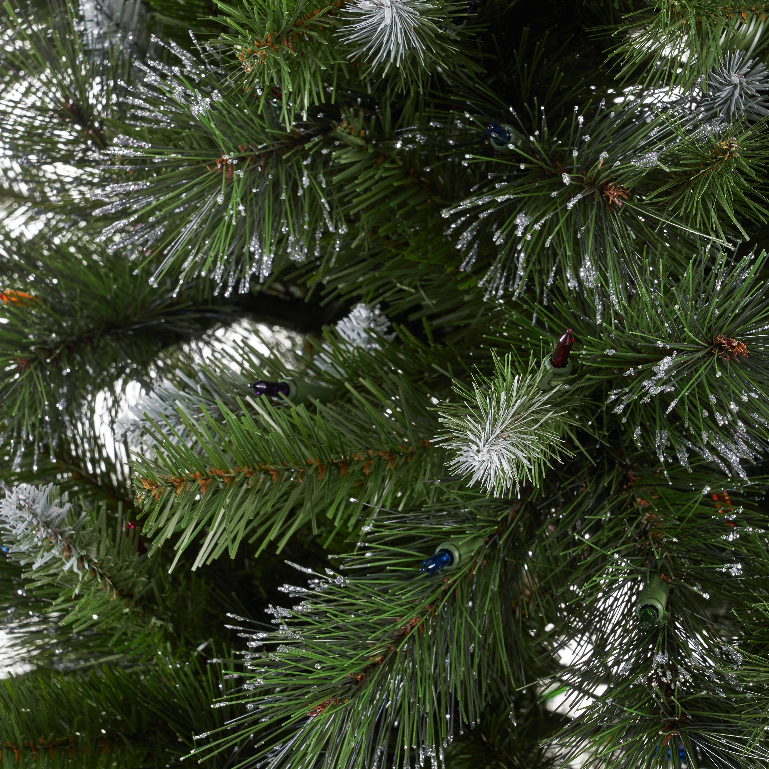 7-foot Mixed Spruce Hinged Artificial Christmas Tree with Glitter Branches, Red Berries, and Pinecones