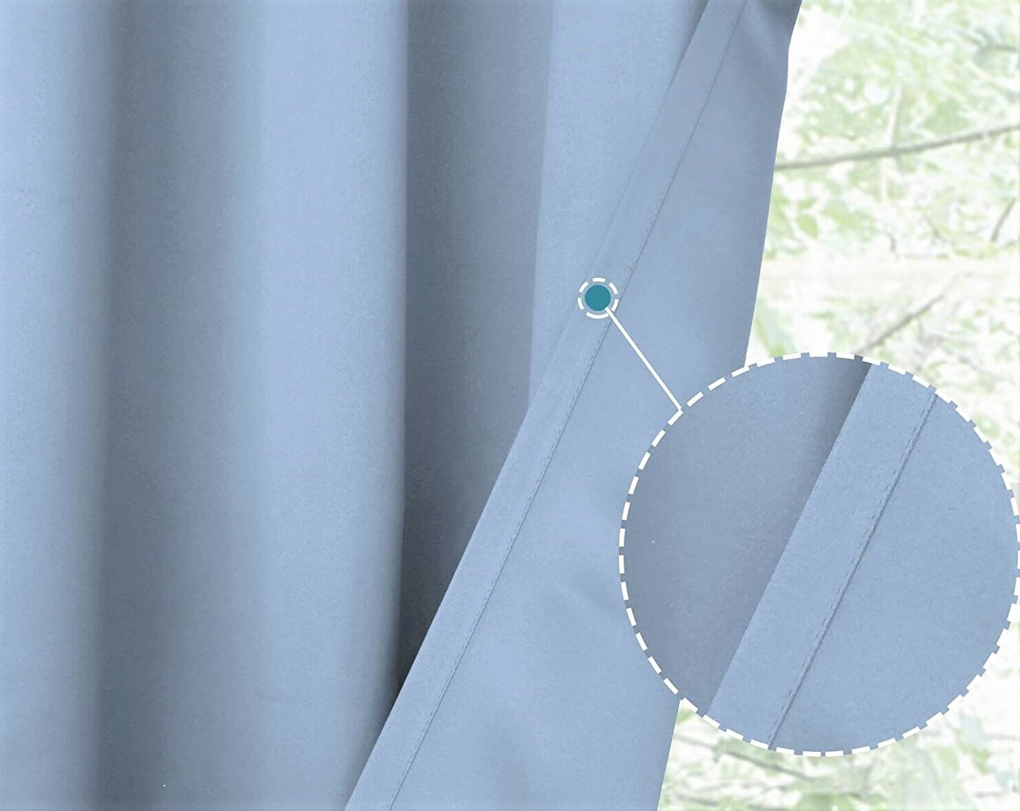 1 Kitchen valance thermal light blue solid rod pocket blackout window dressing filtering TVLO size 54 wide X 18 length