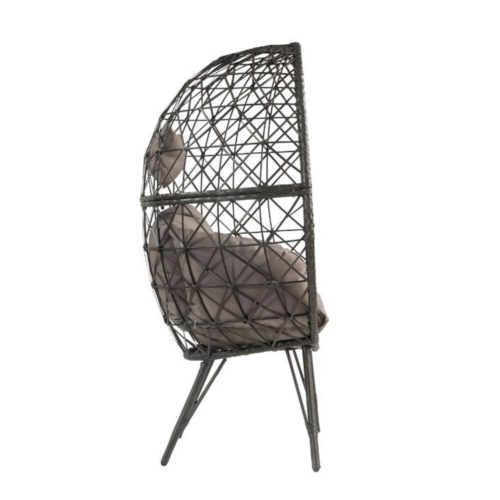 Patio Wicker Lounge Chair Light Gray Fabric  40\