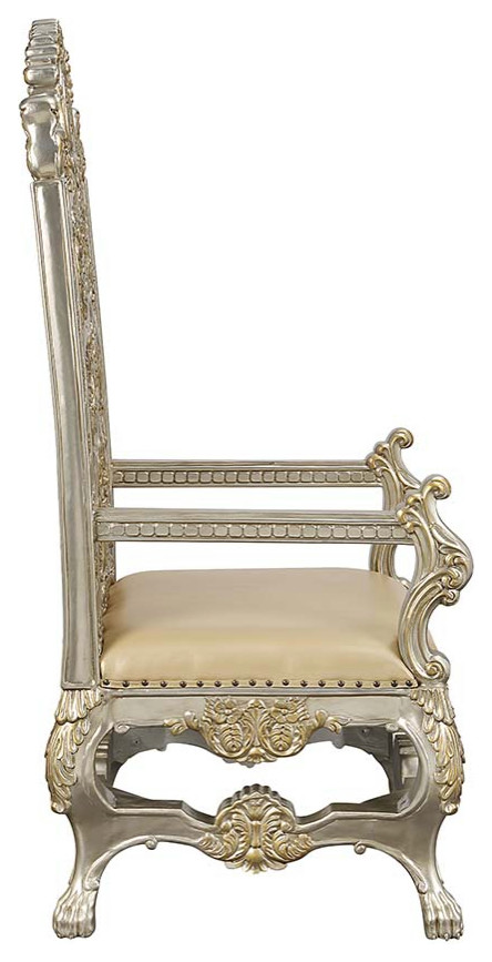 Acme Danae Arm Chair Set of 2 PU Champagne and Gold Finish   Victorian   Dining Chairs   by AMOC  Houzz