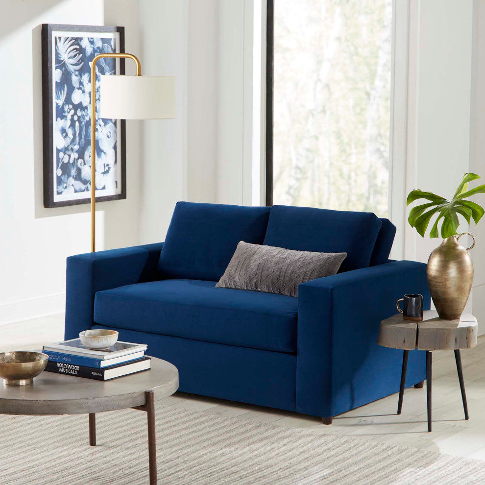 Avendale Velvet Loveseat  Deep Navy   Contemporary   Loveseats   by First of a Kind USA Inc  Houzz