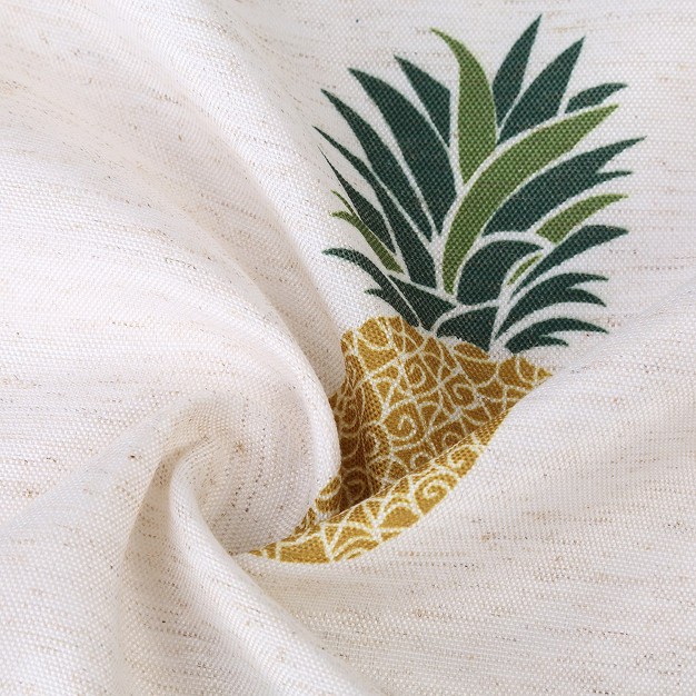 Trinity Pineapple Print Linen Blend Small Half Window Curtains For Kitchen Bathroom Cafe