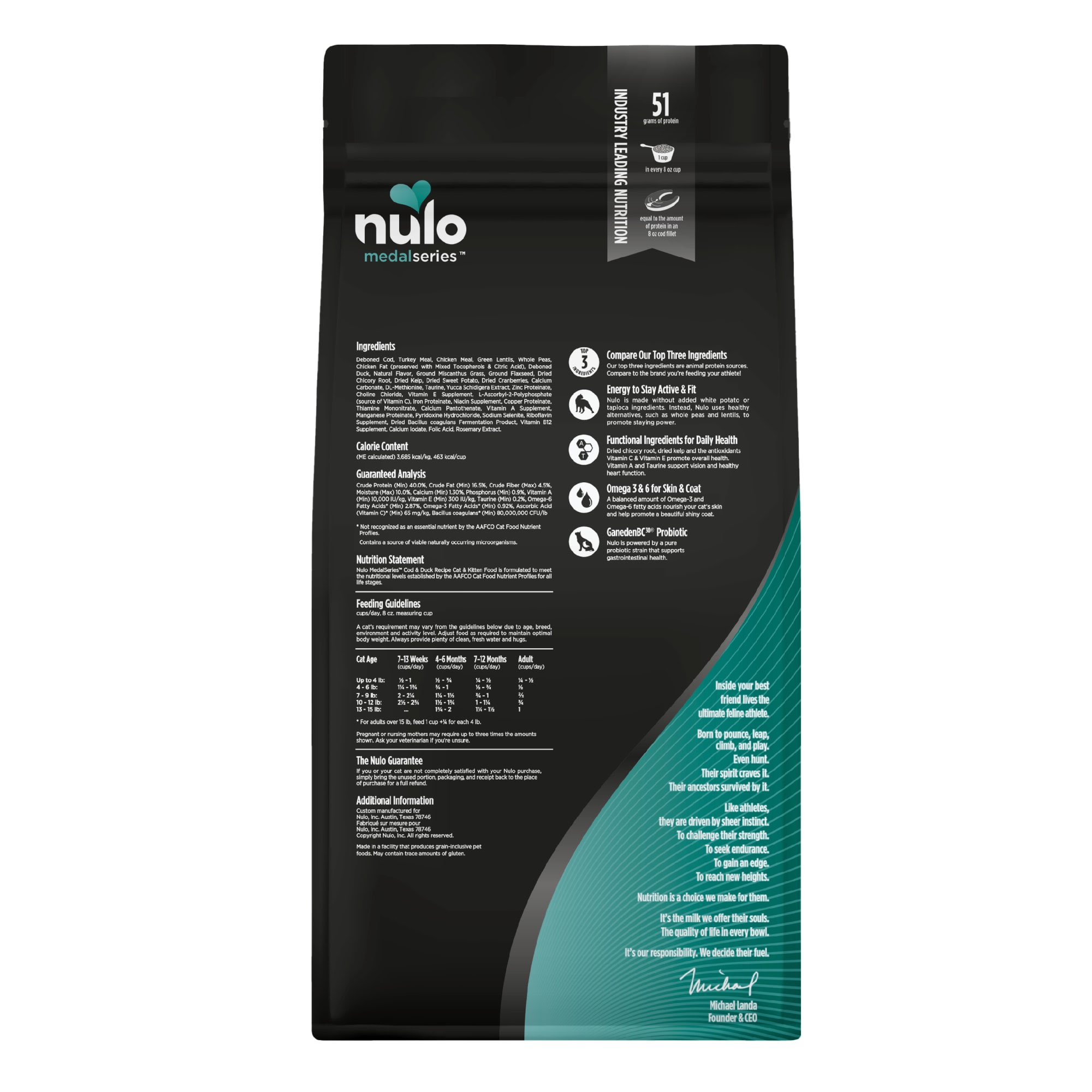 Nulo MedalSeries Grain-Free Cod  Duck Dry Cat  Kitten Food， 12 lbs.