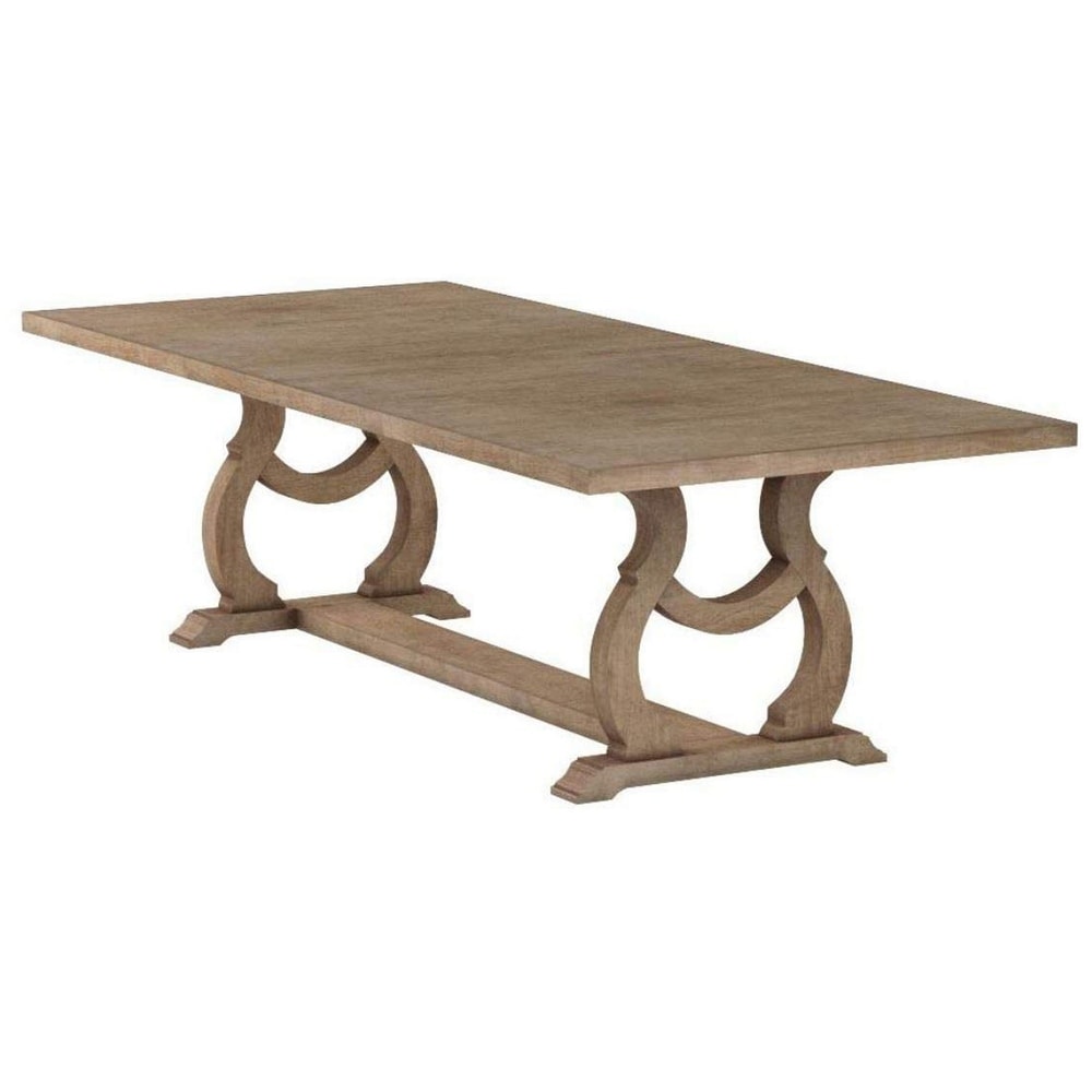 Sev 84 104 Inch Dining Table  Removable Extension Leaf  Trestle Base  Brown