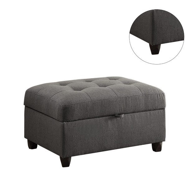 Simple Relax Tufted Fabric Upholstered Storage Ottoman In Gray