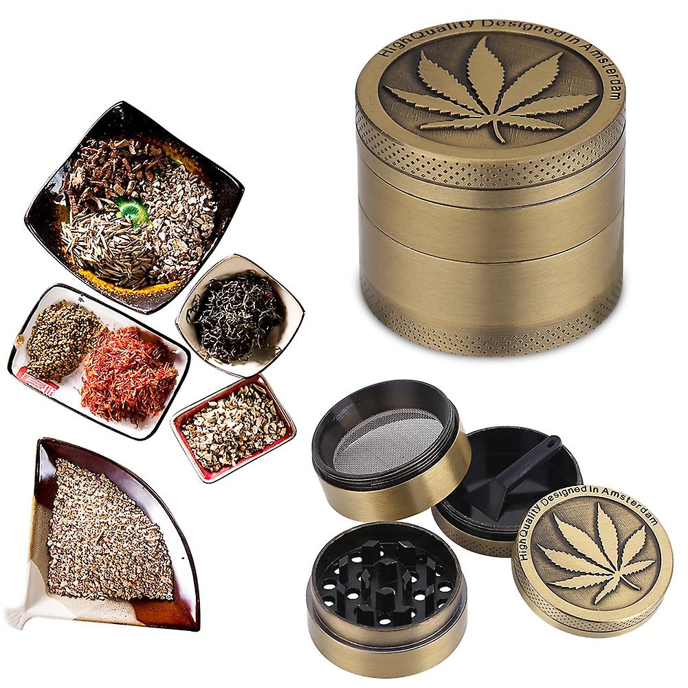 Leaf Designed Zinc Alloy Colorful Metal Grinder Herb Crusher Bronze