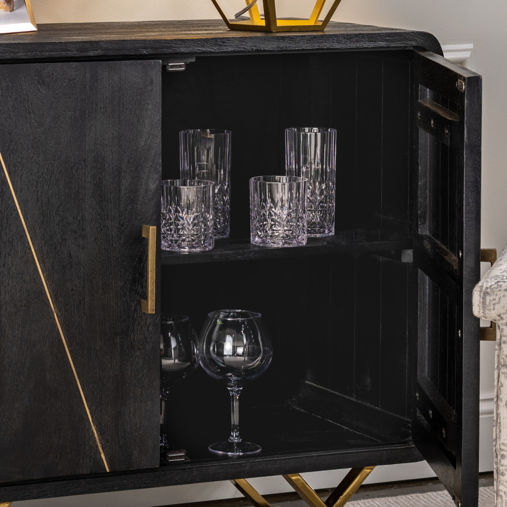 Belaire 32 quot2 Door Wood Cabinet   Midcentury   Accent Chests And Cabinets   by Crestview Collection  Houzz