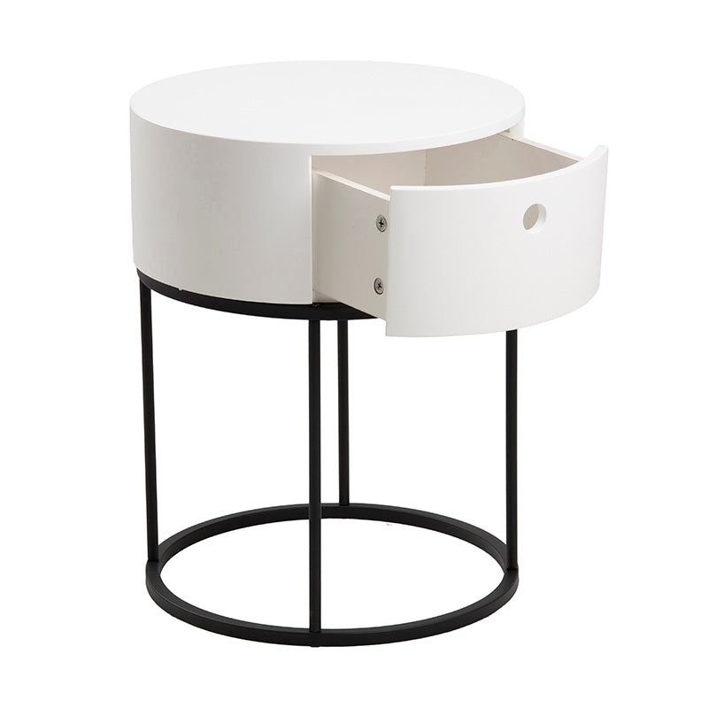 POLON Bedside Table 40cm - White & Black