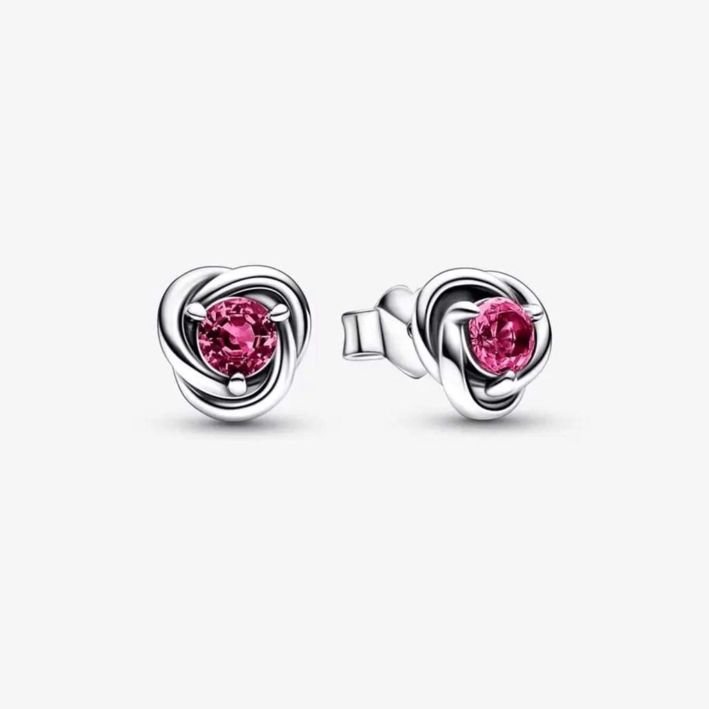 PANDORA  October Pink Eternity Circle Stud Earrings